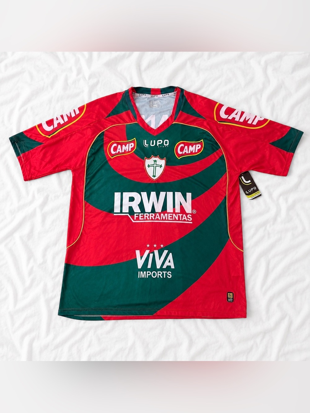 Lupo Sport Brazilian Soccer Jersey EG y2k XL Red Green Futebol Shirt NWT